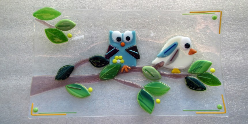 IMG_0790 Birds on a Branch: Fused Glass Plate